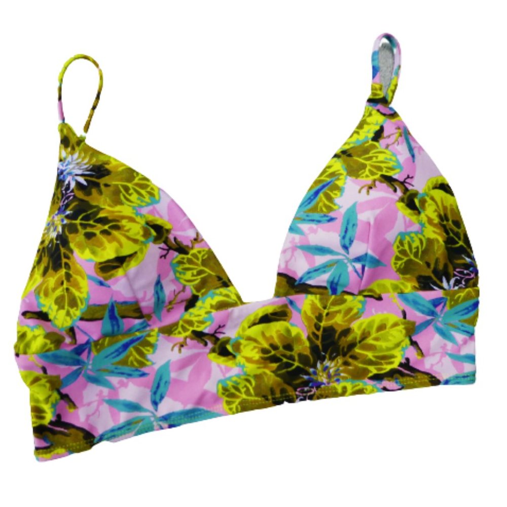 Topshop Tropical Halter Sports Top Padded Pink Neon Green Blue Brown Adj Straps